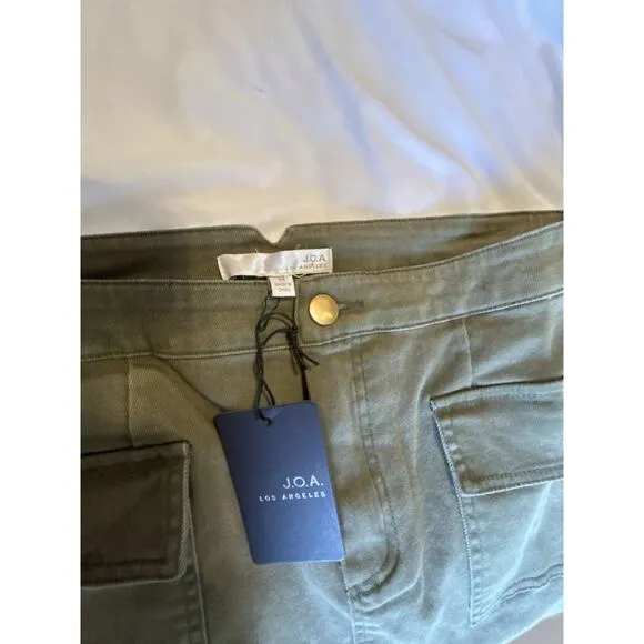 Anthropologie J.O.A. Cargo Khaki Midi Military Skirt Olive Army Green NWT  M