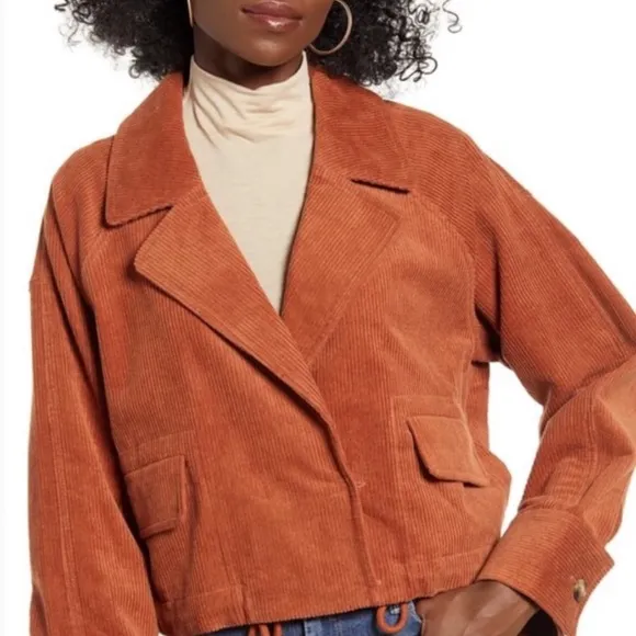 Anthropologie J.O.A Corduroy Cropped Utility Jacket