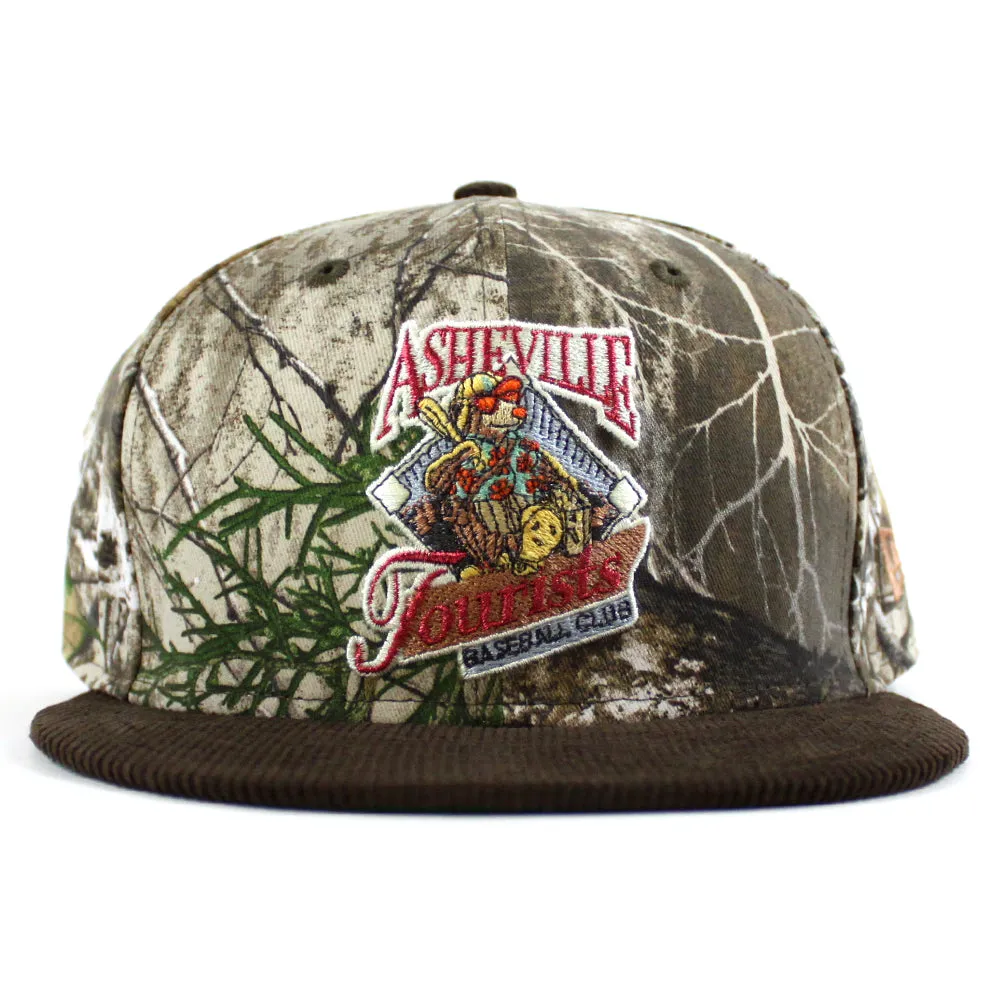 Asheville Tourist HomeTown Collection New Era 59Fifty Fitted Hat (RealTree Camo Brown Corduroy Gray Under Brim)