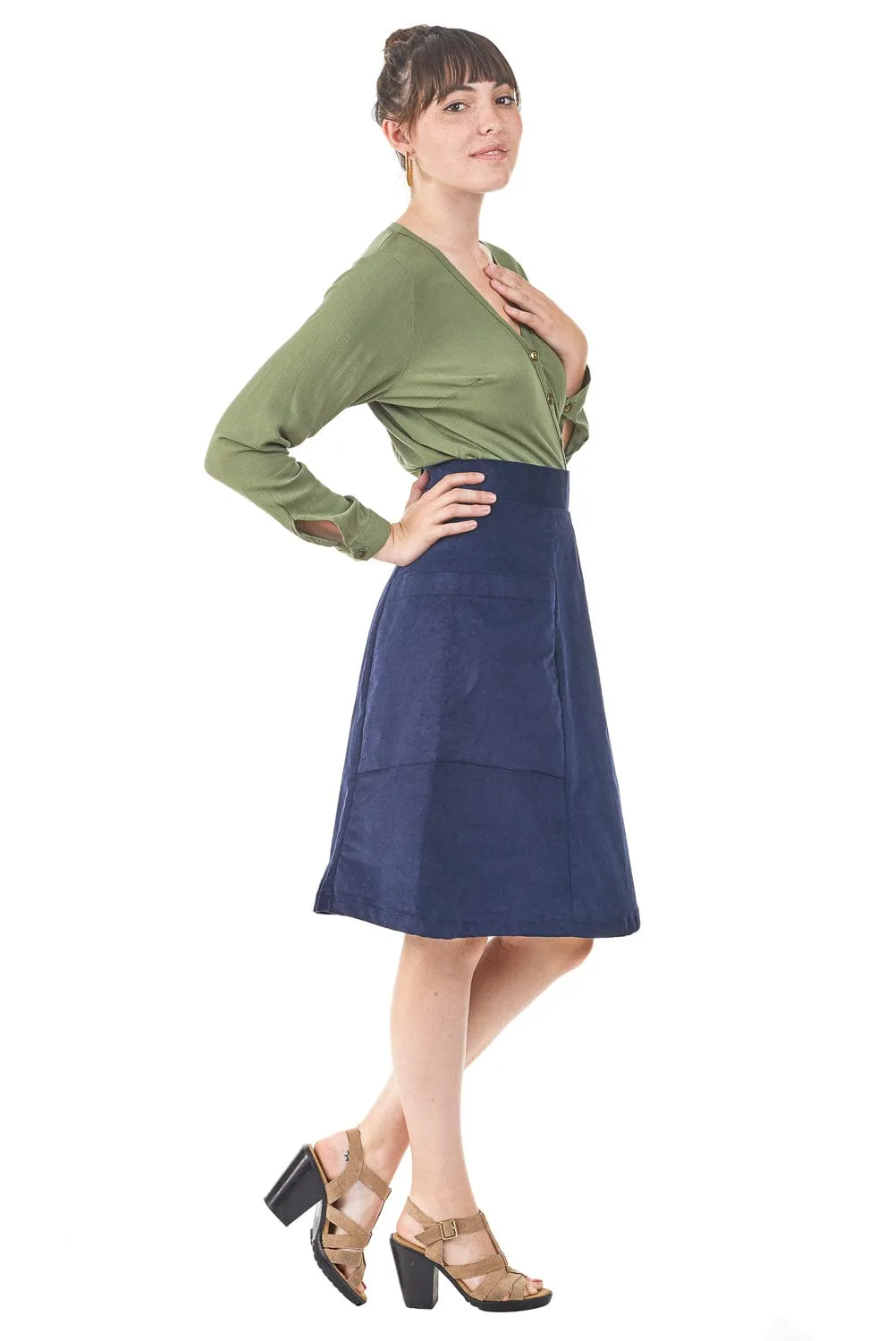 Atheno Skirt in Midnight Corduroy
