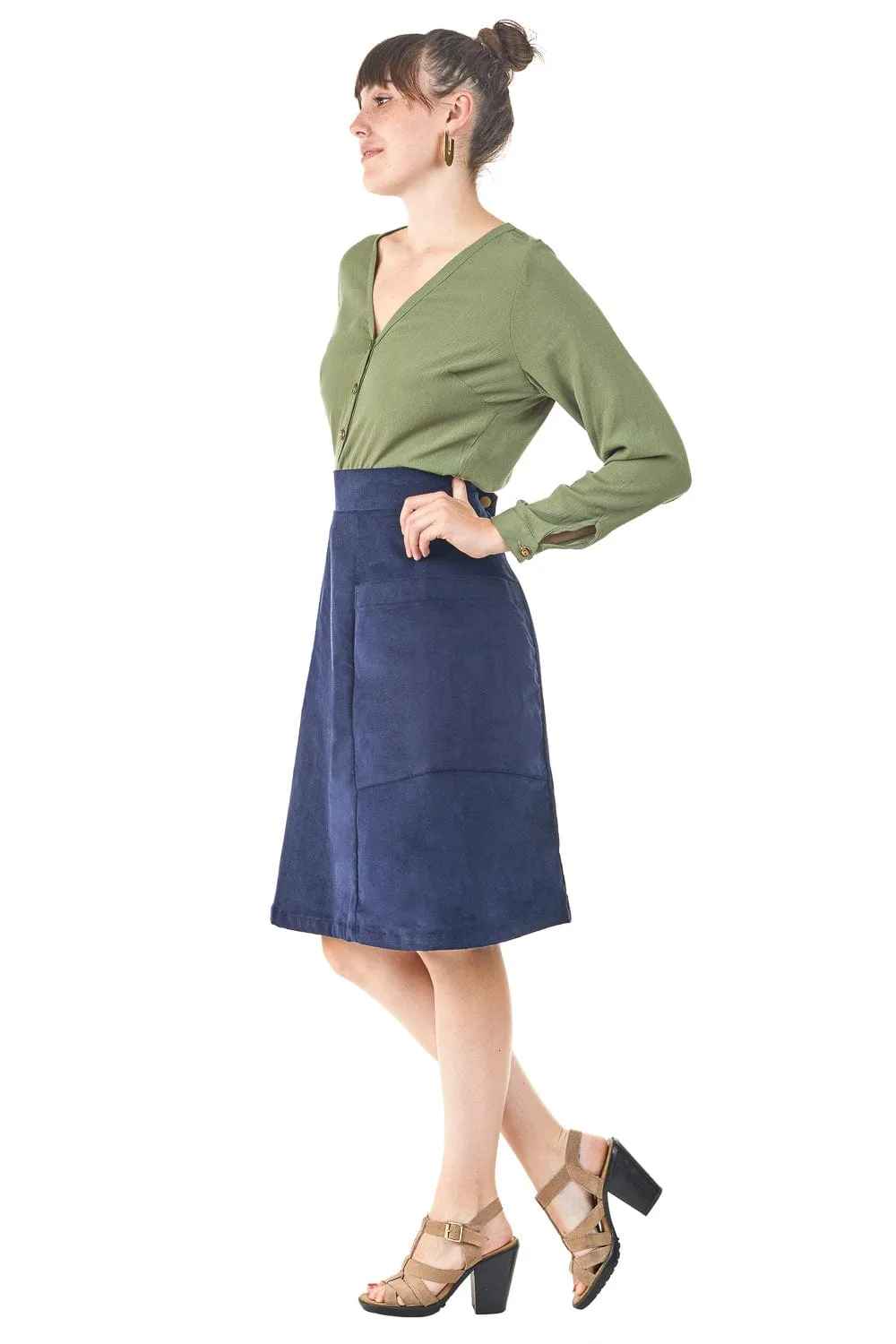 Atheno Skirt in Midnight Corduroy