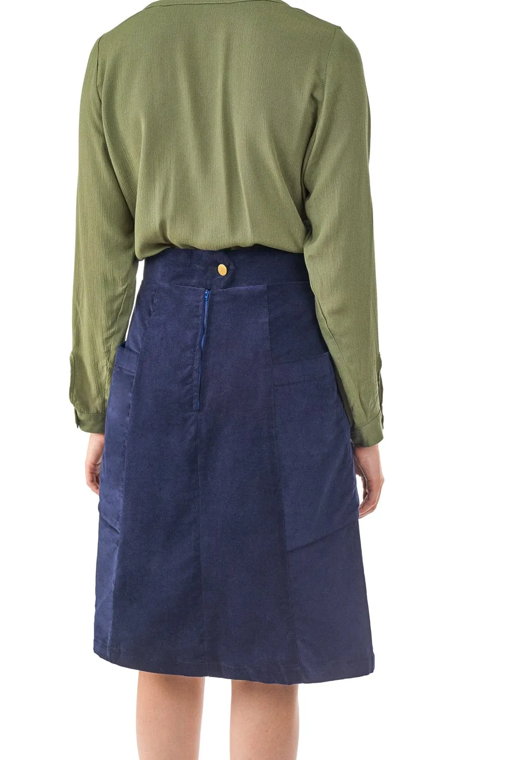 Atheno Skirt in Midnight Corduroy