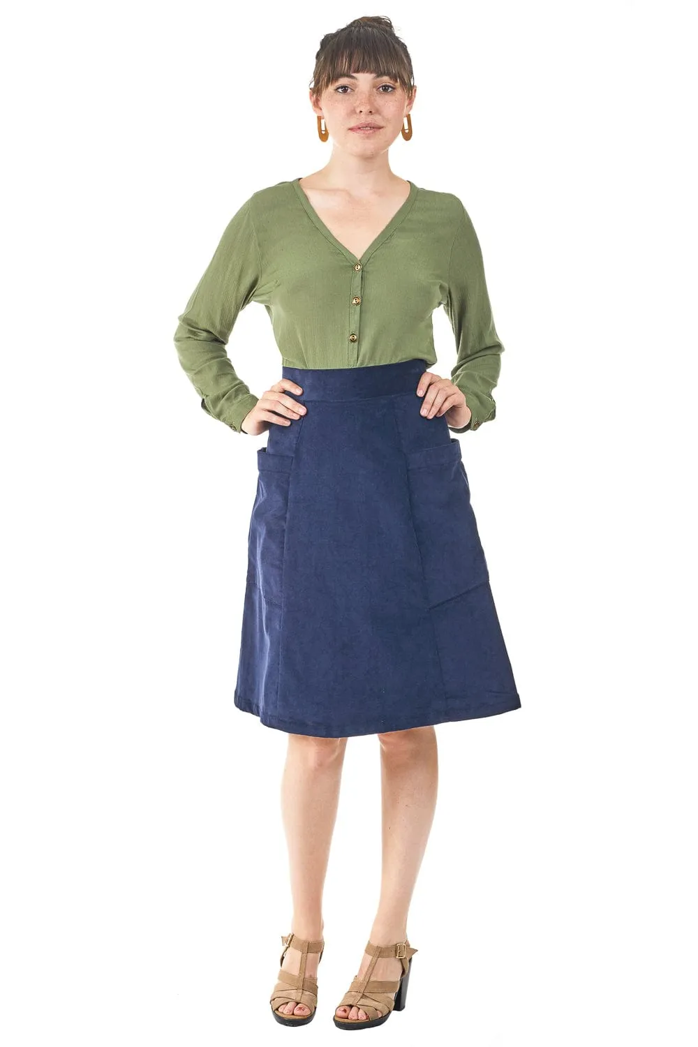 Atheno Skirt in Midnight Corduroy