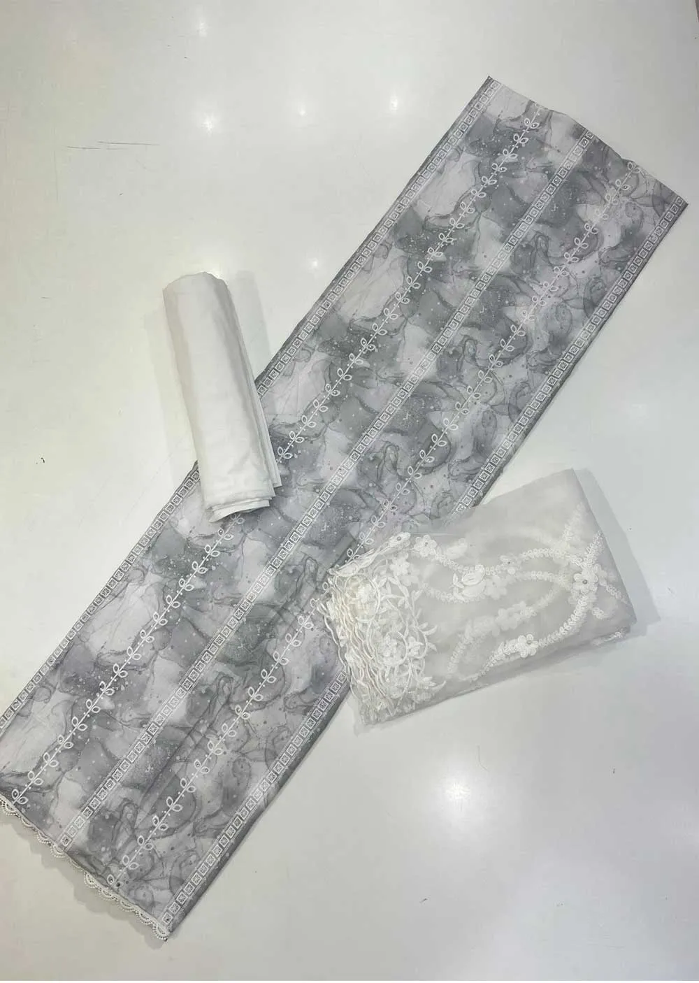 ATQ6806 - Unstitched Grey Cotton Suit