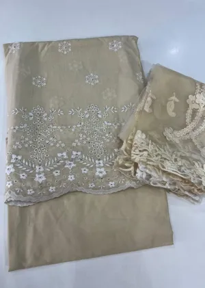 ATQ6828 - Unstitched Beige Cotton Suit