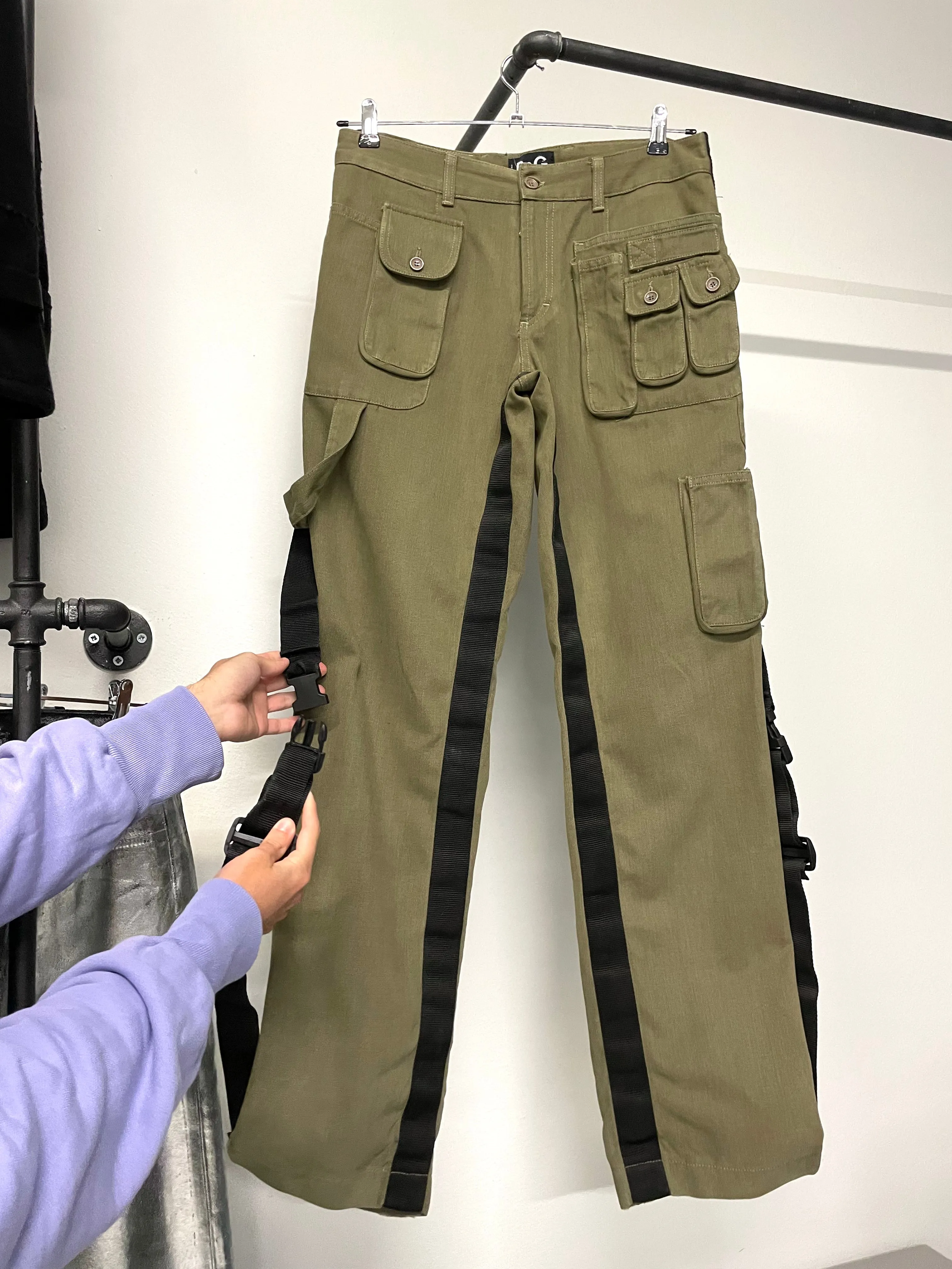 AW2003 Dolce & Gabbana bondage parachute cargo pants