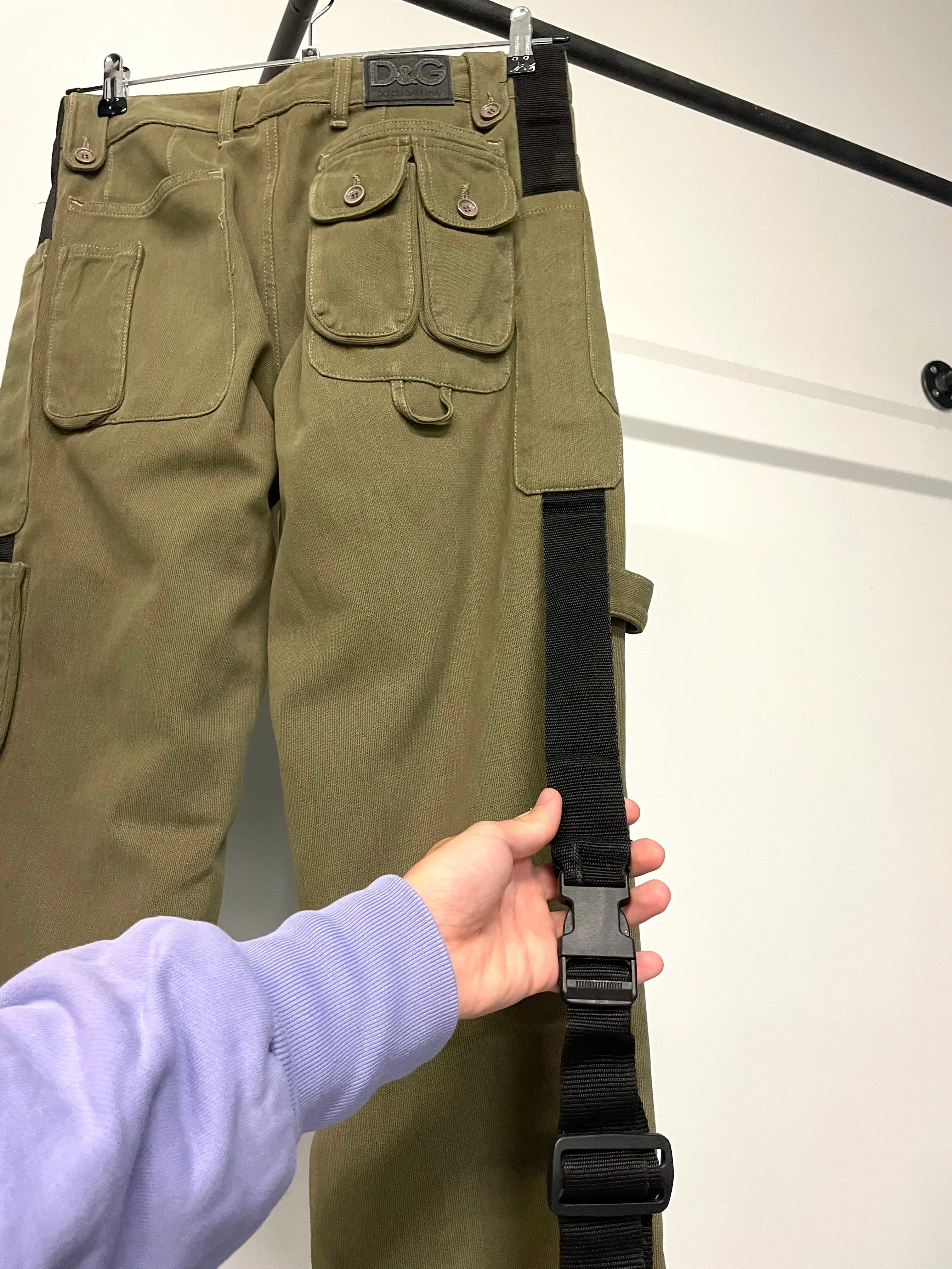 AW2003 Dolce & Gabbana bondage parachute cargo pants