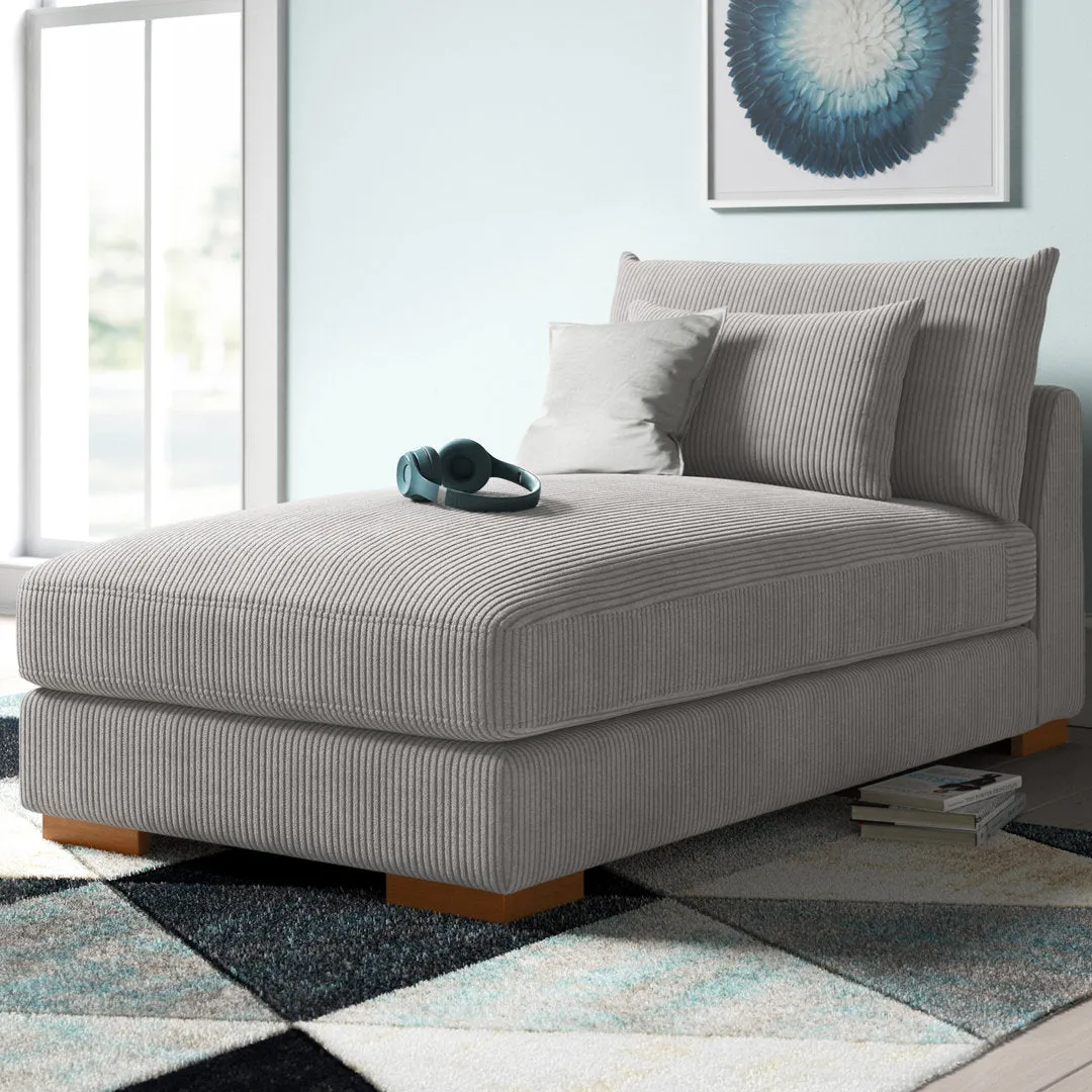 Ayvion Upholstered Chaise Lounge Wade Logan® Fabric: Light Gray Corduroy