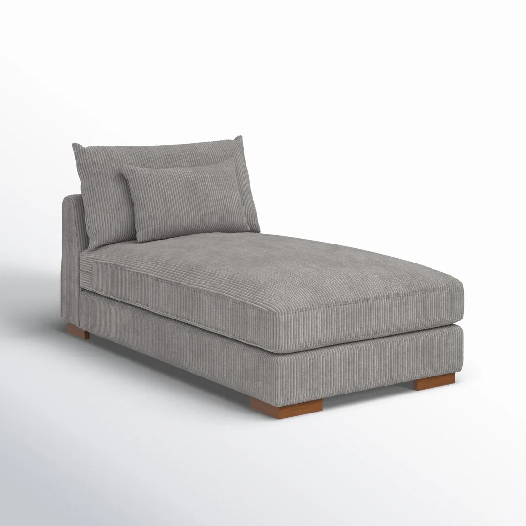 Ayvion Upholstered Chaise Lounge Wade Logan® Fabric: Light Gray Corduroy