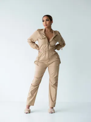 B BLOCK JUMPSUIT - KHAKI