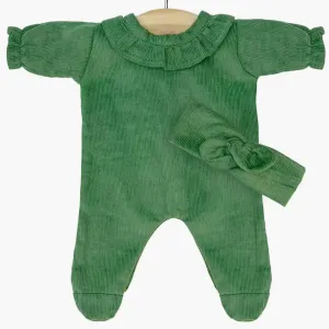 Babies Camille Sleepsuit   Headband - Green Corduroy