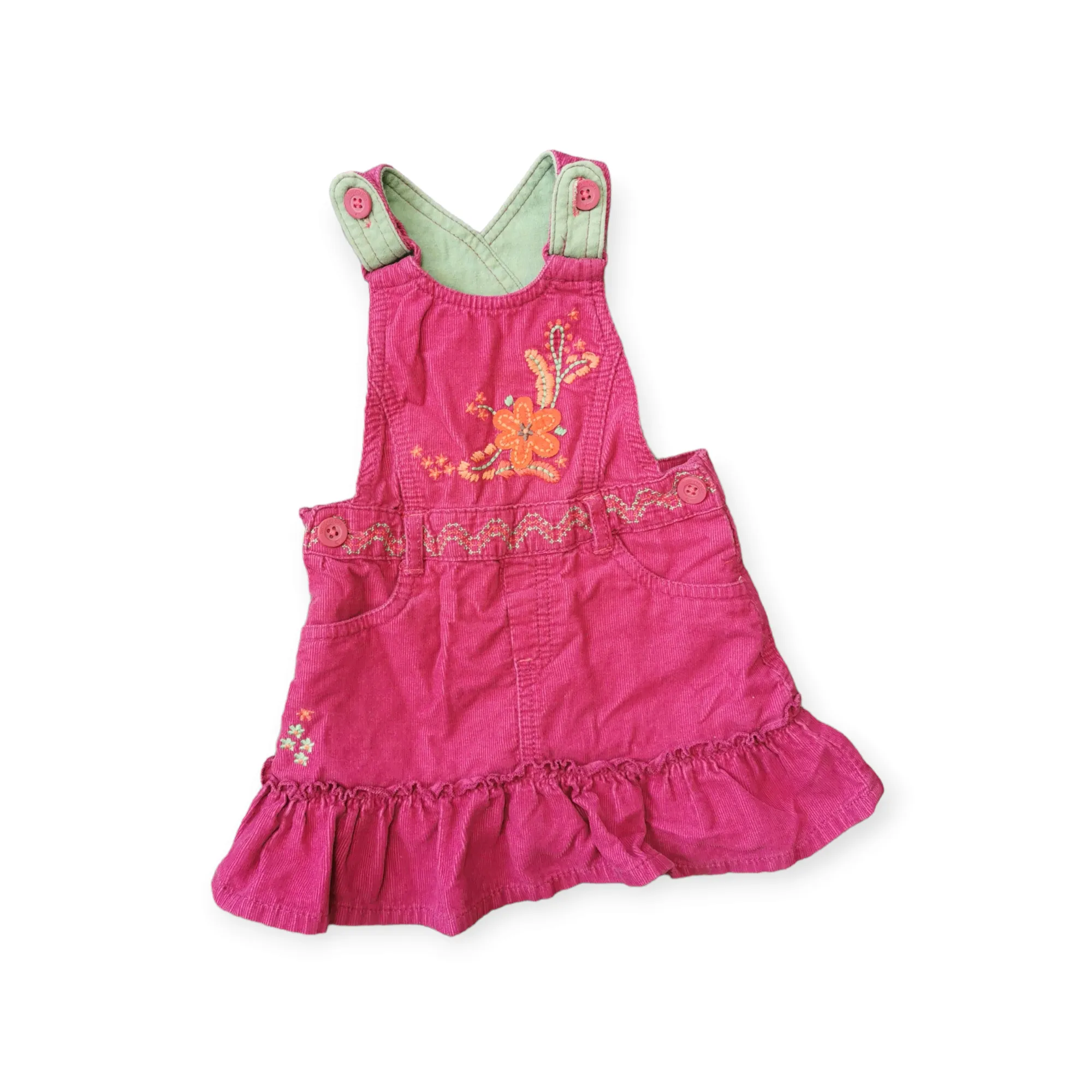 BABY GIRL SIZE 6/9 MONTHS - MARKS & SPENCER Corduroy Overall Dress EUC B38