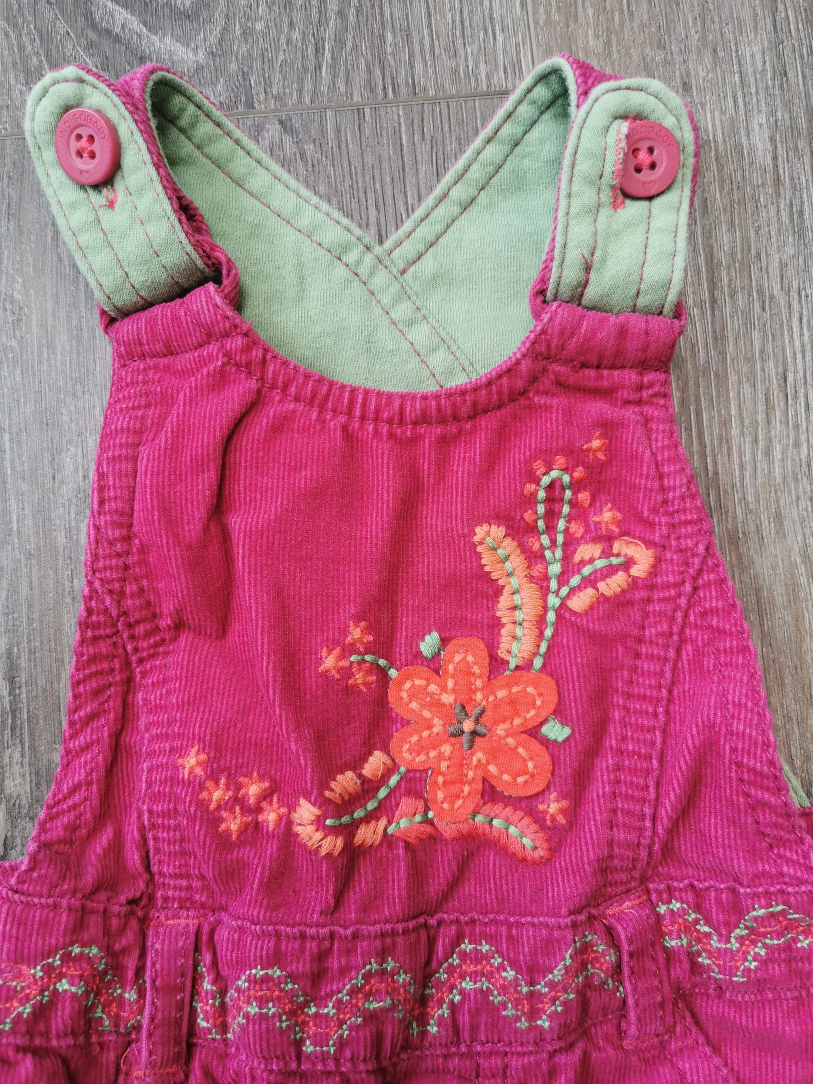 BABY GIRL SIZE 6/9 MONTHS - MARKS & SPENCER Corduroy Overall Dress EUC B38