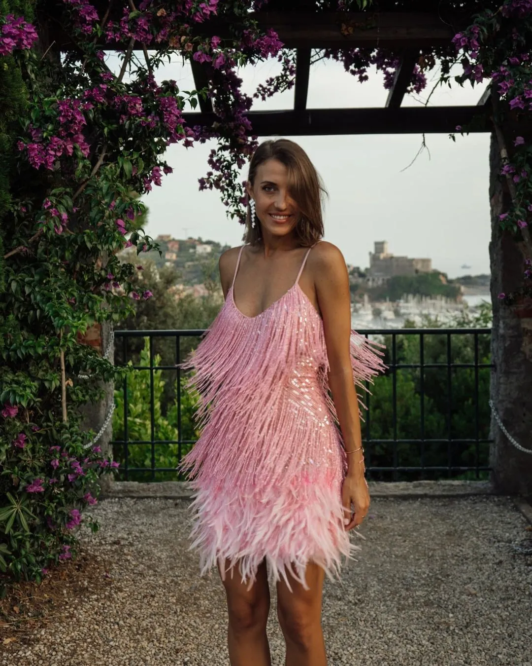 Backless Tassel Feather Sequins Party Mini Dresses