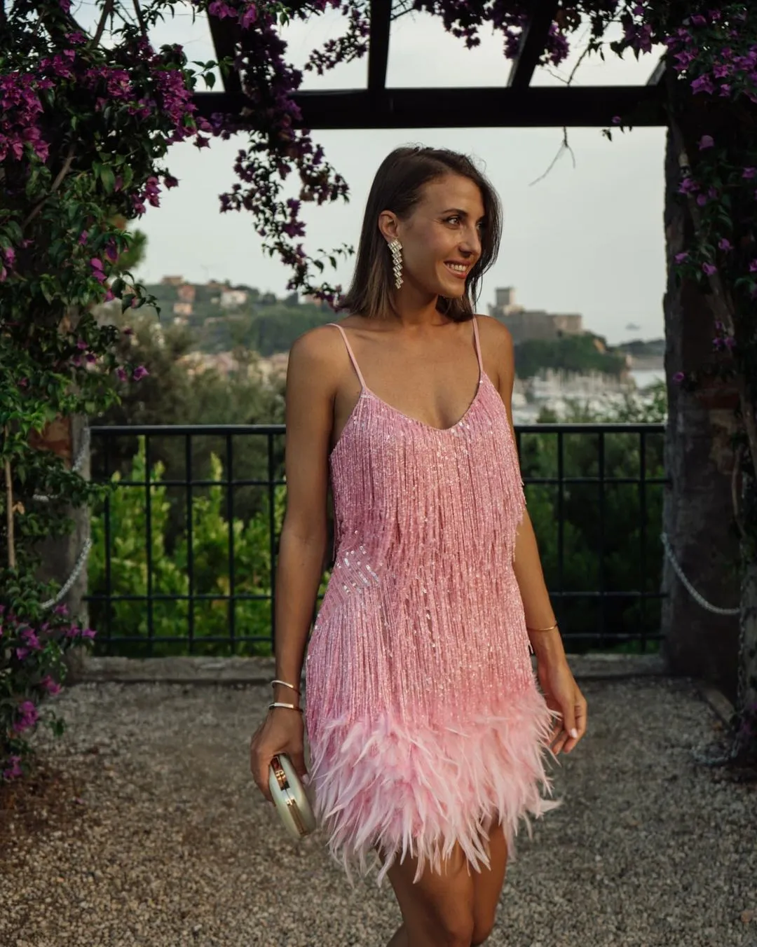 Backless Tassel Feather Sequins Party Mini Dresses