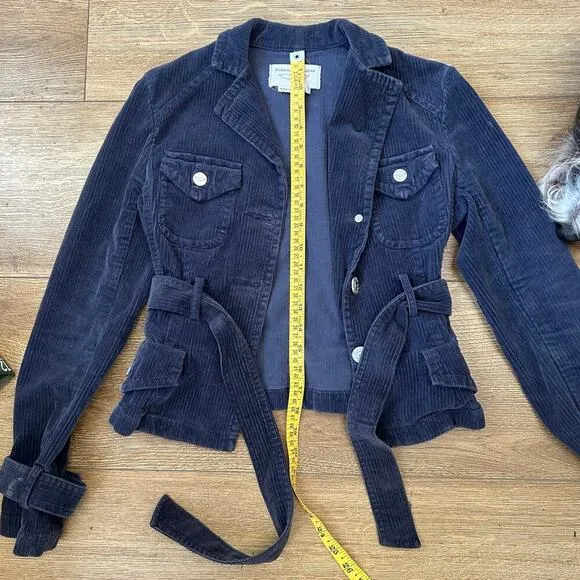 BCBG Max Azaria Jean Blue Corduroy Jacket Women Size XS