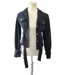 BCBG Max Azaria Jean Blue Corduroy Jacket Women Size XS