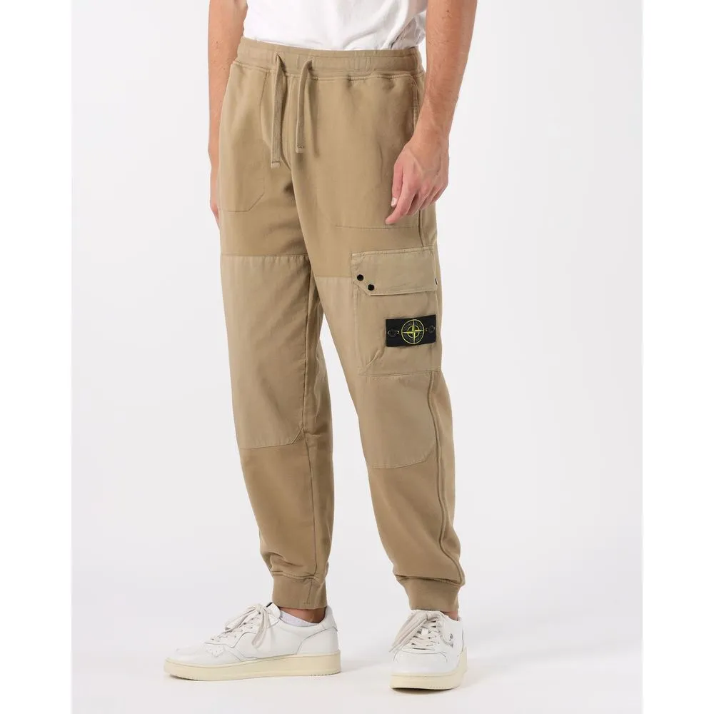 Beige Cotton Men Cargo Trouser