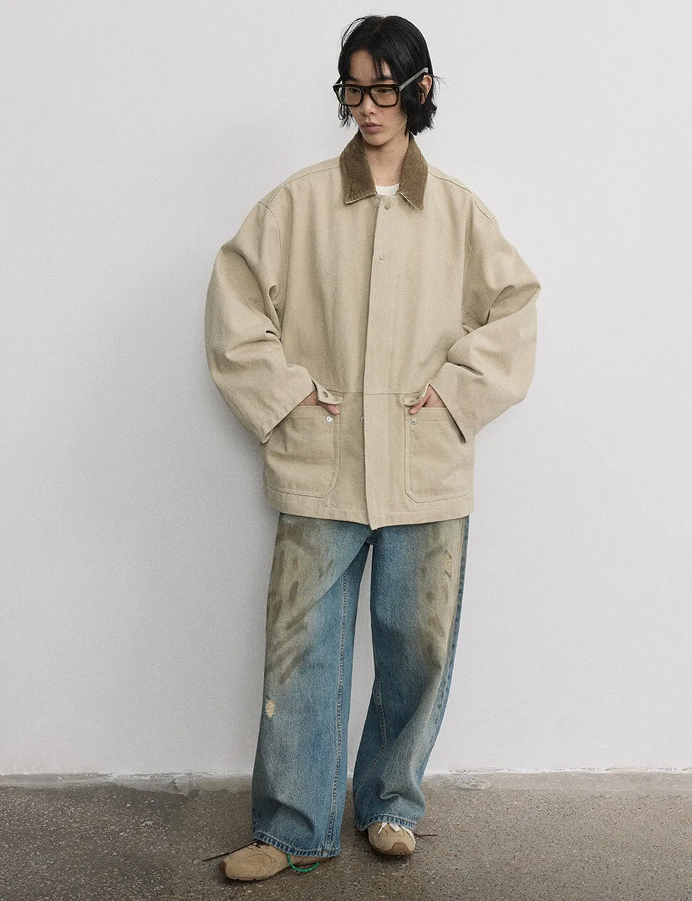Beige Oversized Barbour Jacket