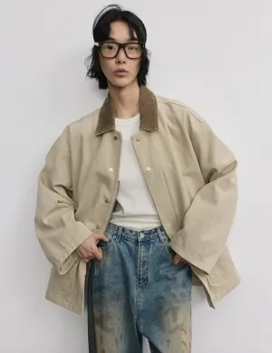 Beige Oversized Barbour Jacket