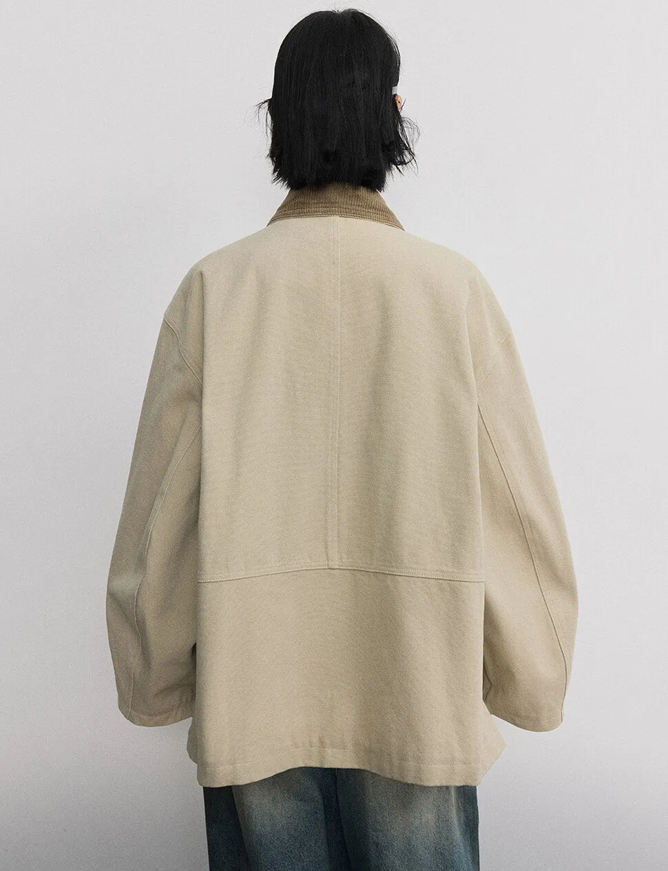 Beige Oversized Barbour Jacket