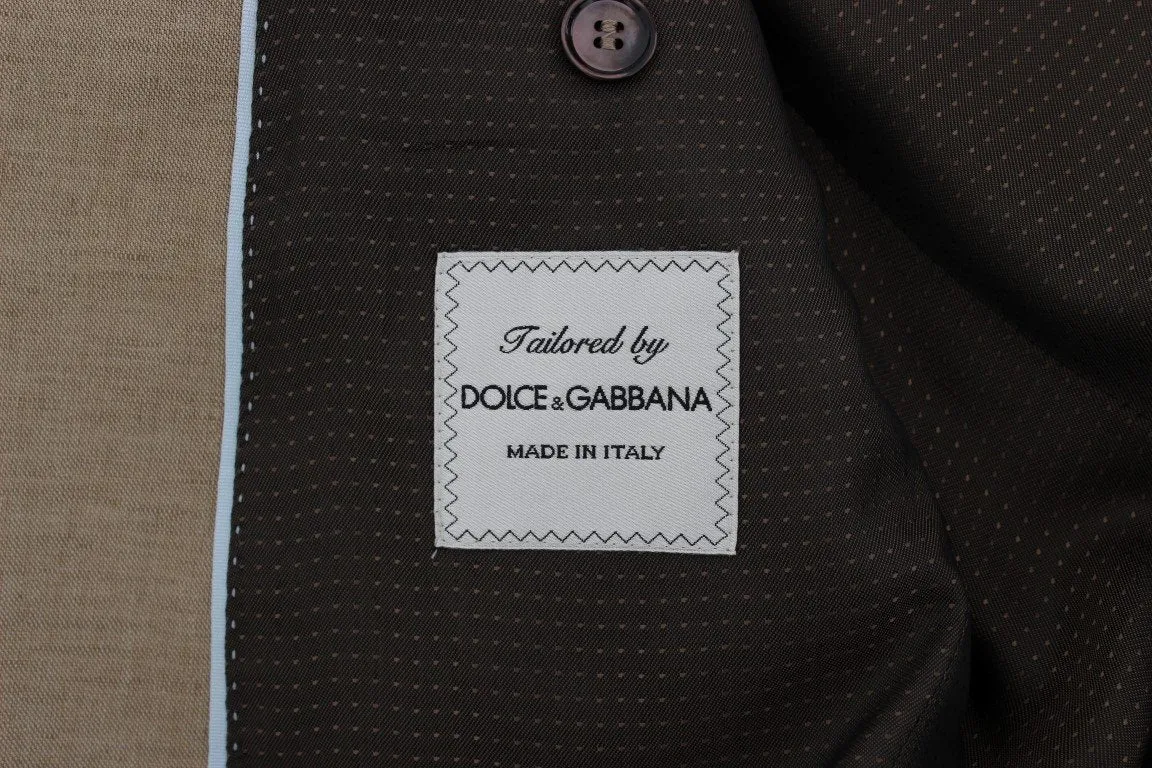 Beige Slim Fit Bee Crown Blazer Jacket