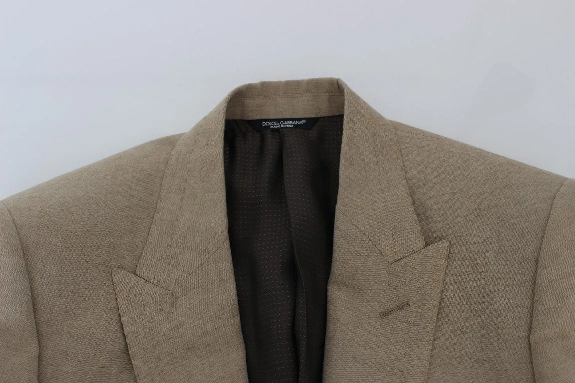Beige Slim Fit Bee Crown Blazer Jacket