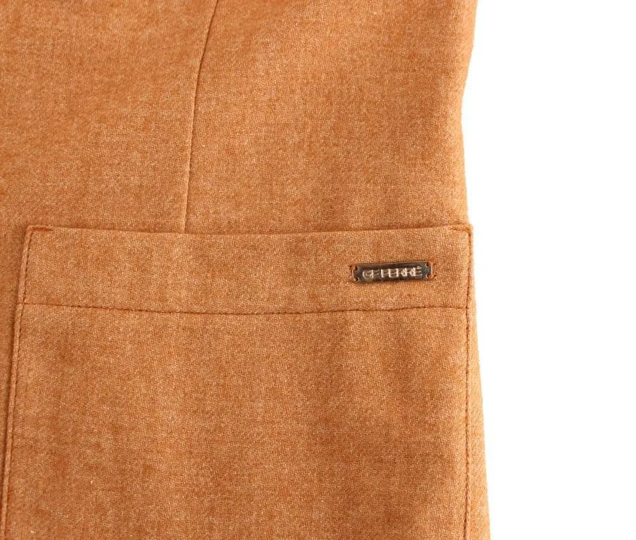 Beige Wool Blend Two Button Blazer