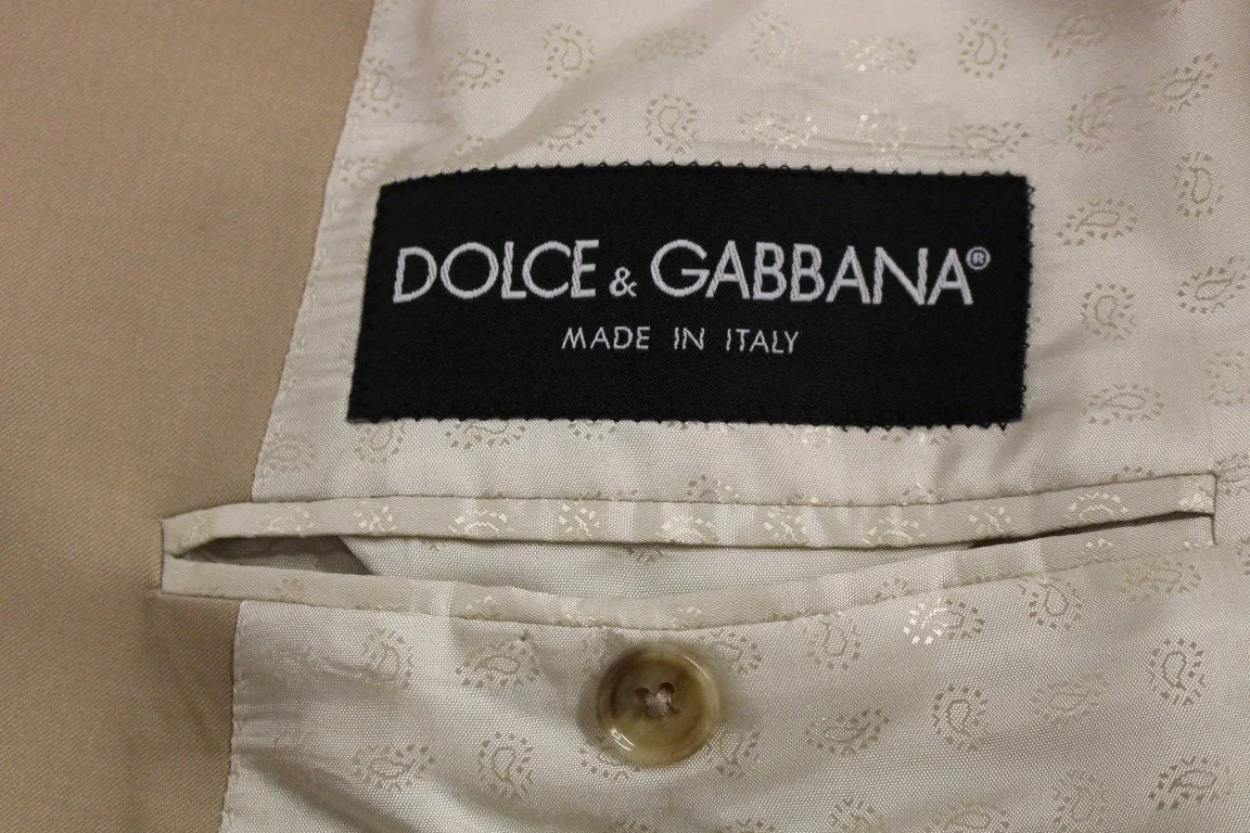 Beige wool double breasted blazer