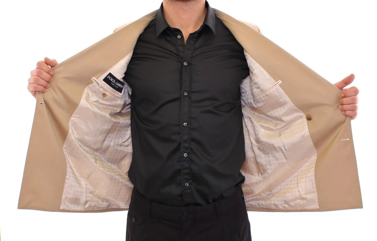 Beige wool double breasted blazer