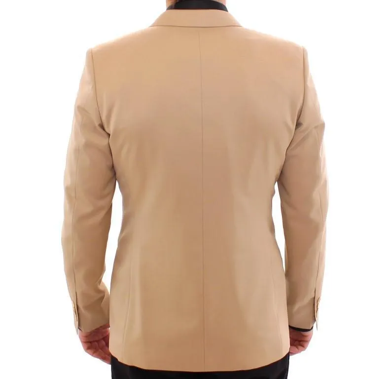Beige wool double breasted blazer