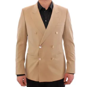 Beige wool double breasted blazer