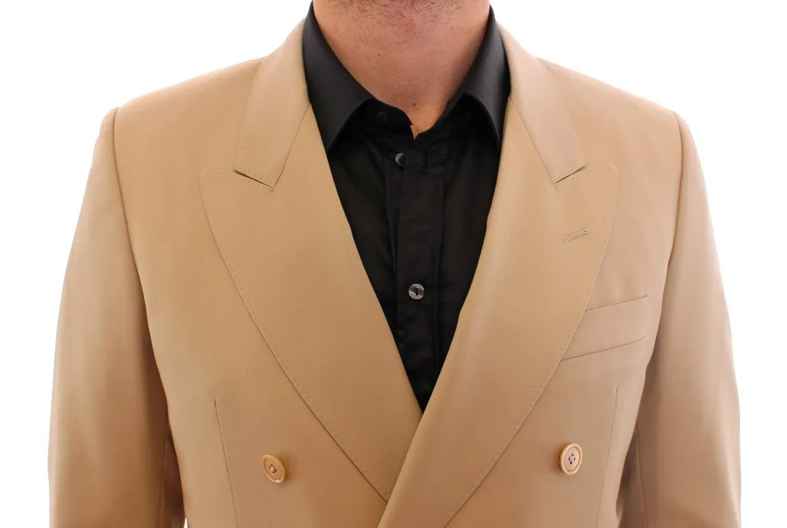 Beige wool double breasted blazer