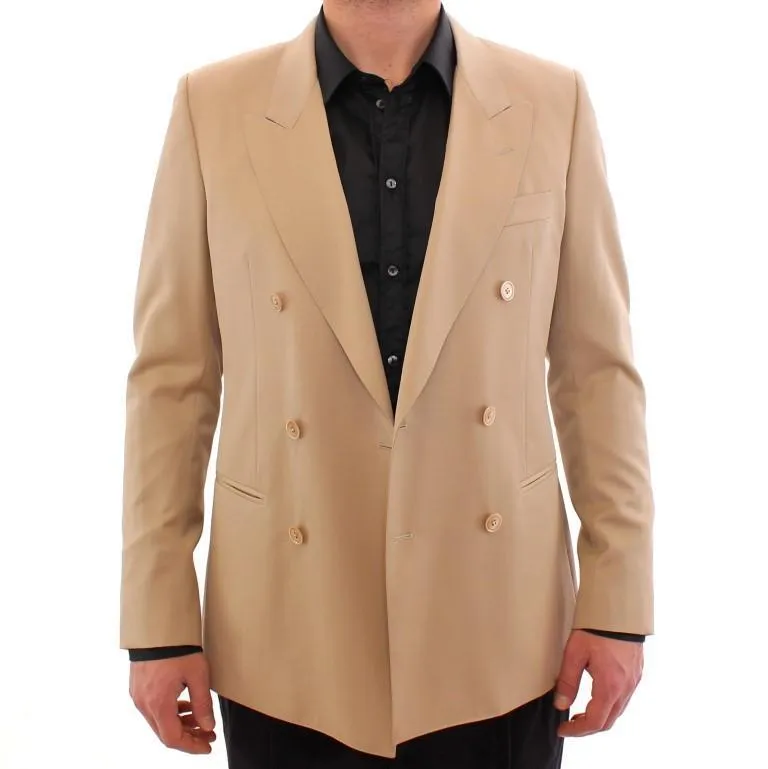 Beige wool double breasted blazer