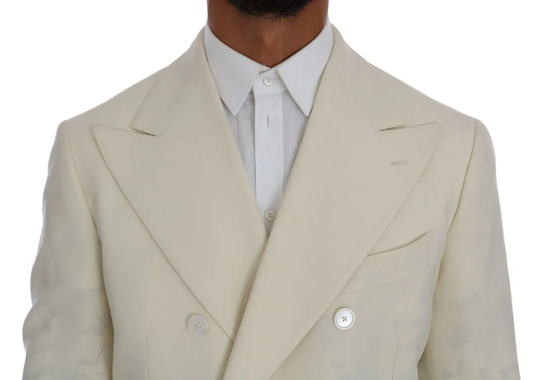 Beige Wool Stretch Slim Fit Blazer Jacket