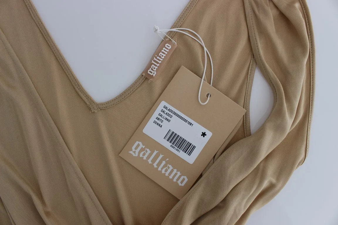 Beige wrap cocktail dress