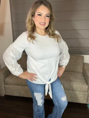 Bell sleeve tie front shirt