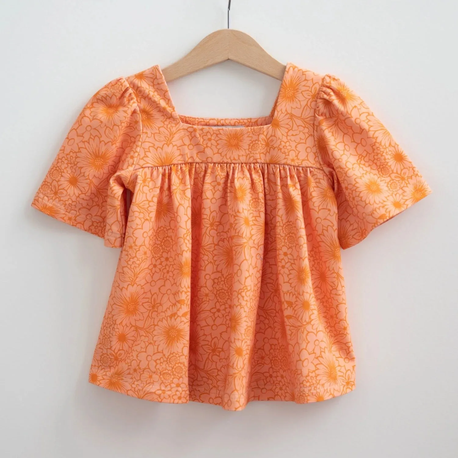 Bell Sleeve Top in Pink and Orange