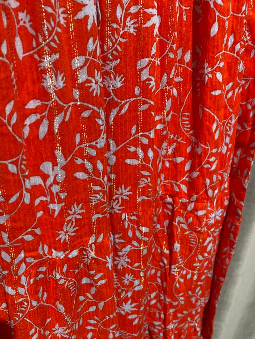 Berenice Orange Floral Short Sleeve Flowy Sleeve Maxi Dress