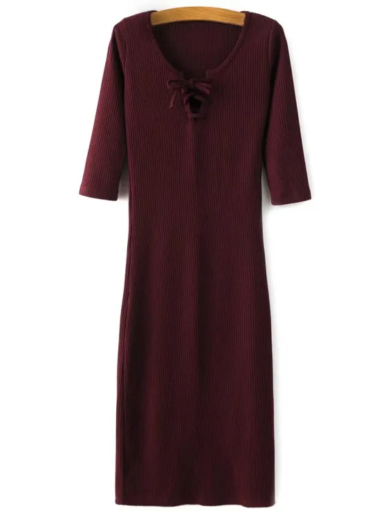 BerryBetty - Fun Lace-Up Knitting Dress