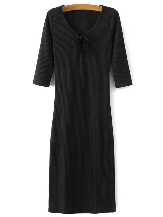 BerryBetty - Fun Lace-Up Knitting Dress