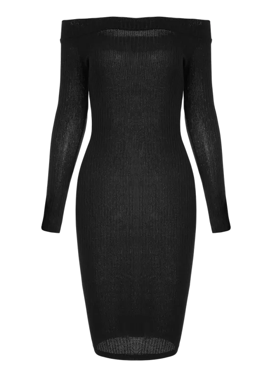 BerryBetty - Fun Off Shoulder Bodycon Long Sleeve Dress