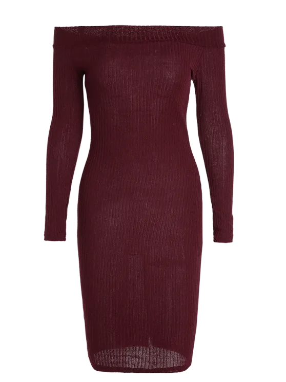 BerryBetty - Fun Off Shoulder Bodycon Long Sleeve Dress