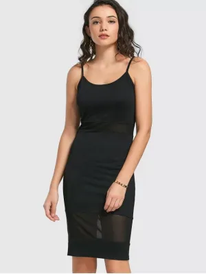 BerryBetty - Gorgeous Mesh Panel Cami Sheath Dress