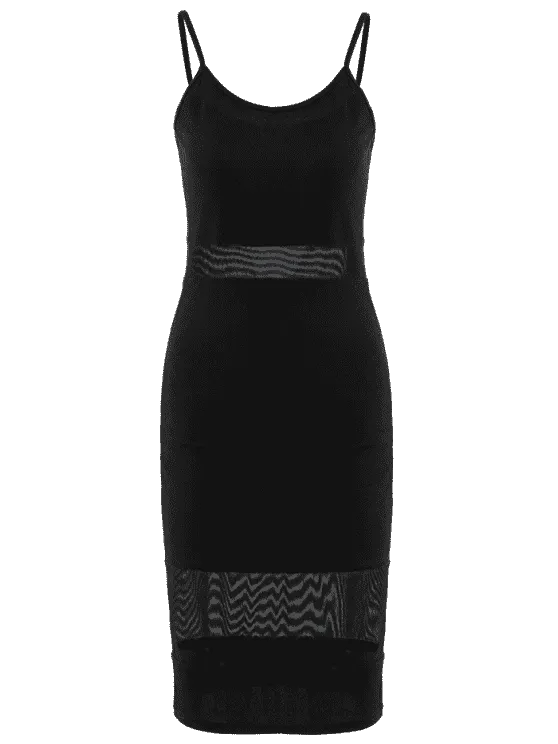 BerryBetty - Gorgeous Mesh Panel Cami Sheath Dress