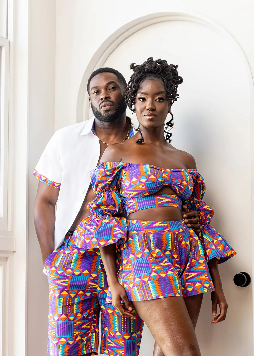 Binti Women's African Print Crop Top (Rainbow Kente)-Clearance