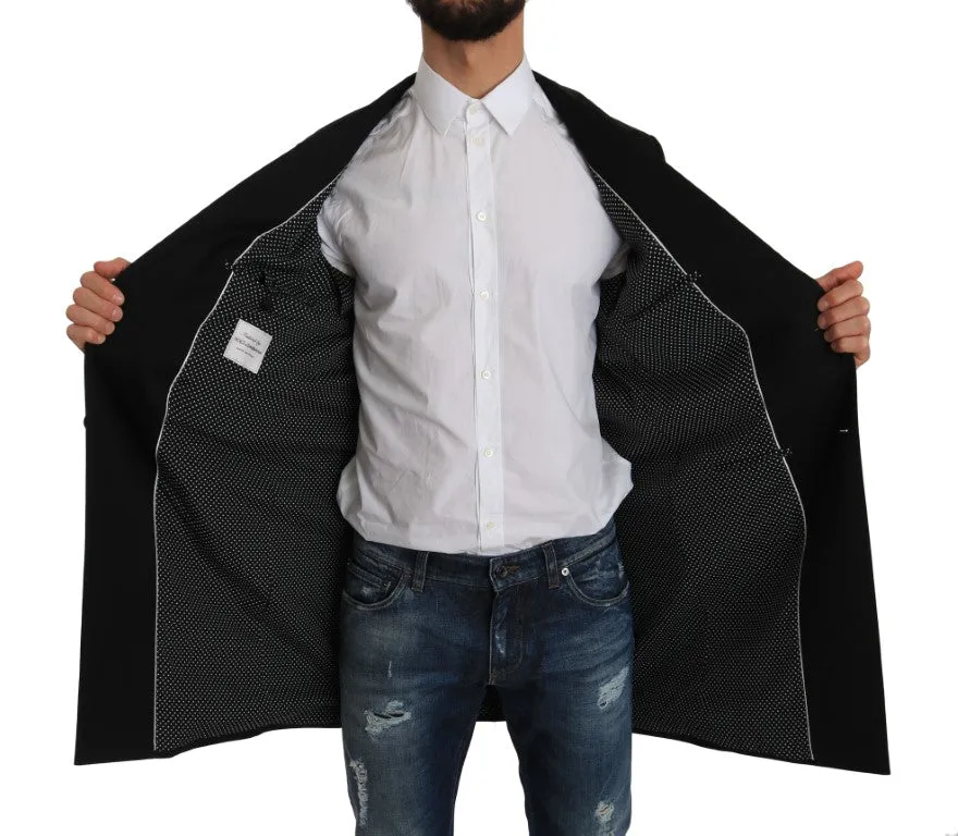Black 100% Wool Trench Jacket