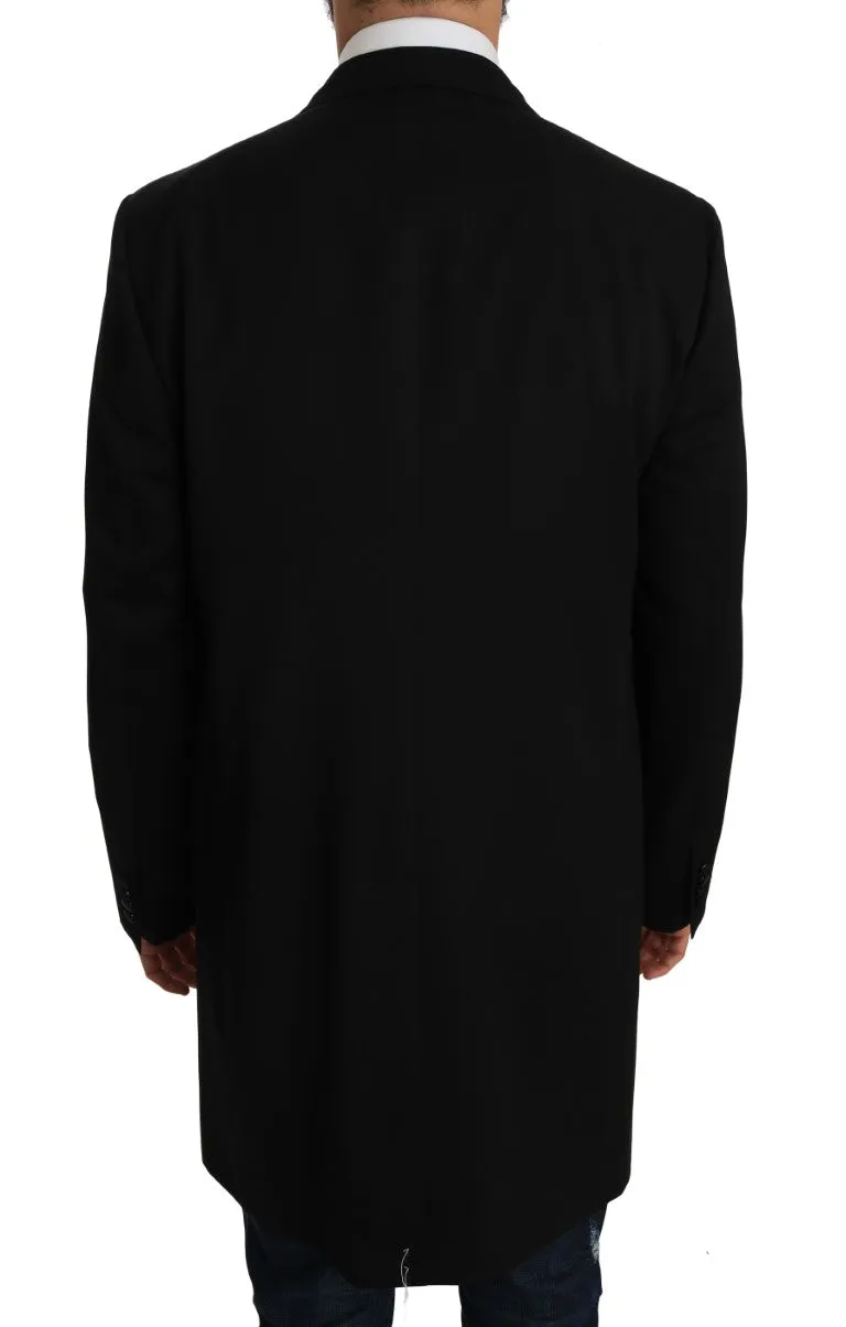 Black 100% Wool Trench Jacket