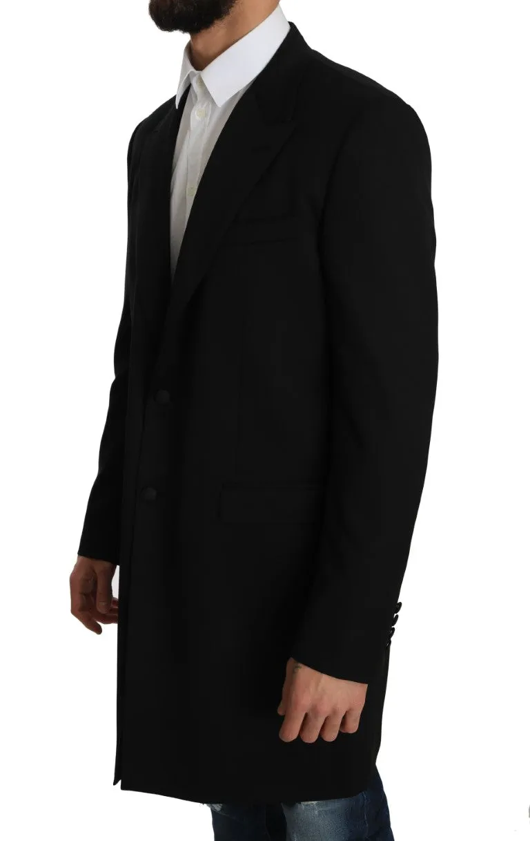 Black 100% Wool Trench Jacket