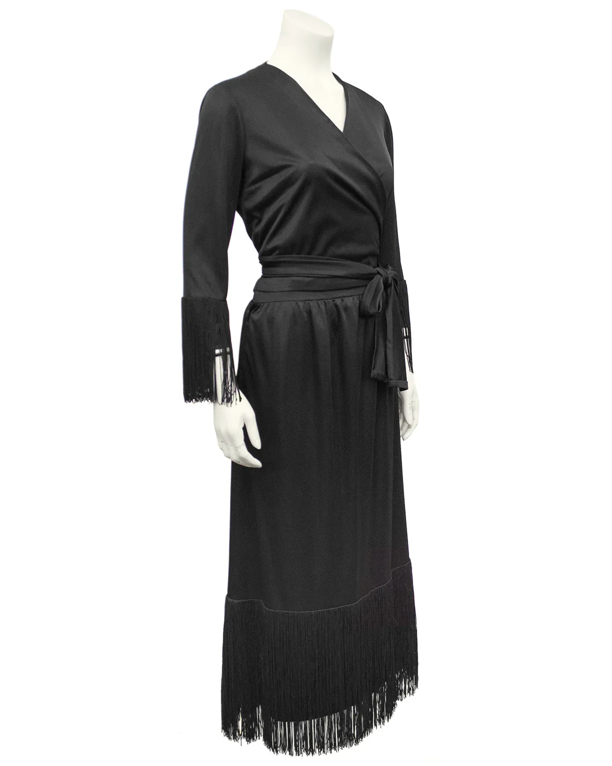Black 2 Piece Wrap Set with Fringe
